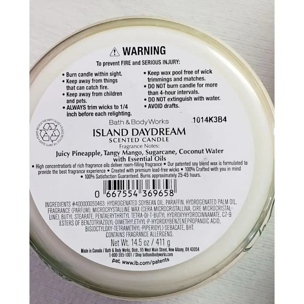 BBW Island Day Dream Large 3 Wick Candle Home Fragrance Decor - Picture 2 of 2